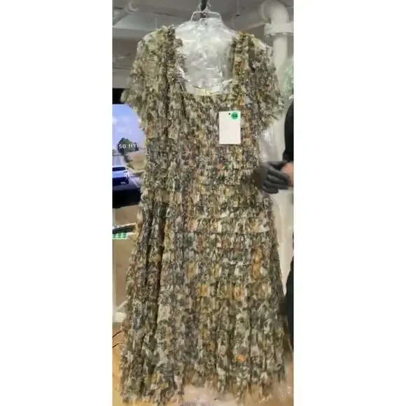 MAC DUGGAL 8232 Micro Ruffle Tea Length Dress, Size 18 New with Tag $498 - Picture 5 of 7